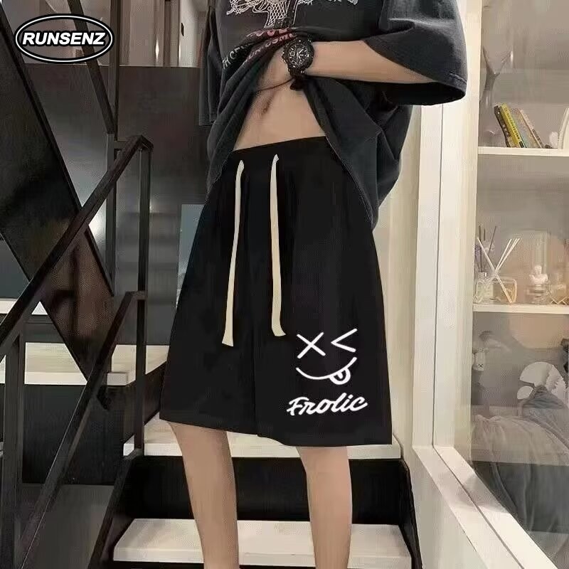 M-8xl เกาหลีวาฟเฟิลสีฟ ้ ากางเกงขาสั ้ นผู ้ ชายขนาดบวกกางเกงขาสั ้ นสบายๆหลวมกางเกงขาสั ้ นห ้ าจุด