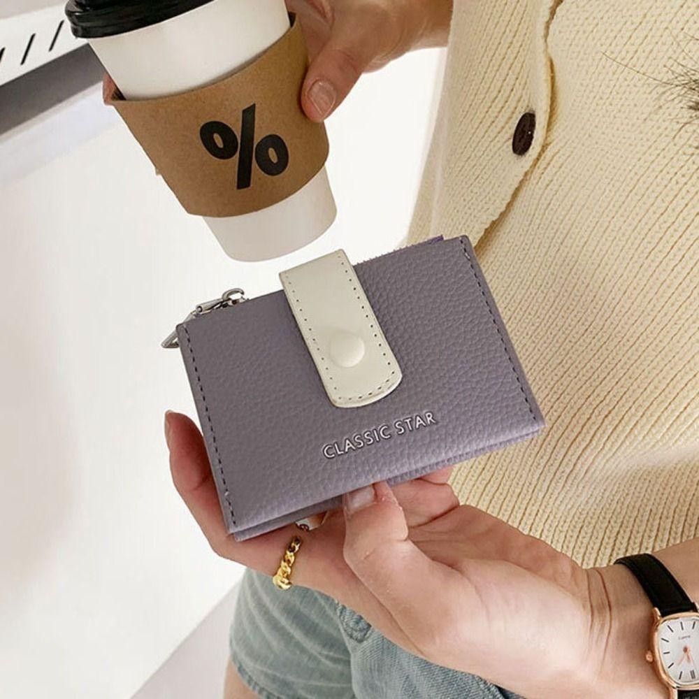 CARAMELO Money Bag, PU Leather Mini Short Wallet, Fashion Large Capacity Candy Color Coin Purse Woman