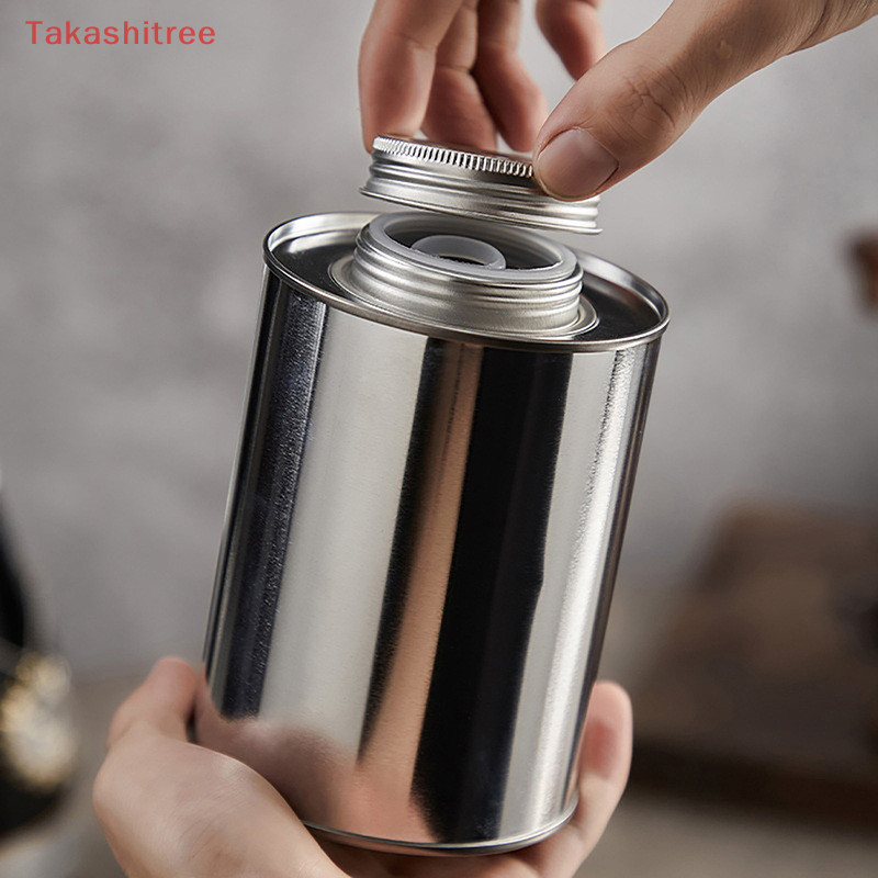 (Takashitree Looping Silver Round Coffee Bean Storage Can Kitchen Screw Cap Coffee Powder Sugar Tinplate Organizer Container Packaging Box