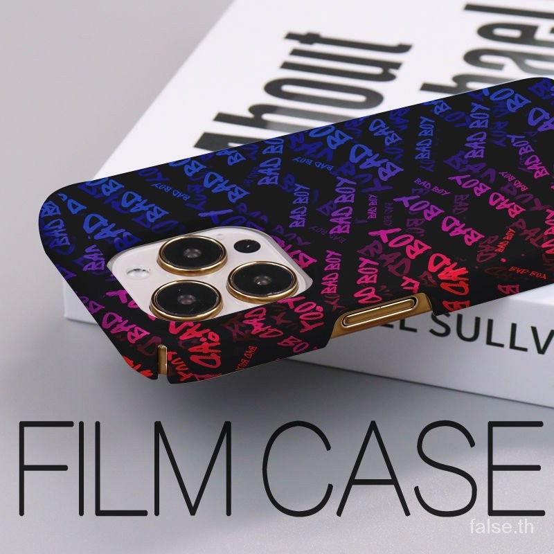 Cool Red Blue Contrast สีเต็มหน้าจอภาษาอังกฤษ BAD BOY เคส iPhone เหมาะสําหรับ iPhone 13 14 Pro Max 15 Plus XR 8 Plus เคสซิลิโคน XR 7 Plus XS Max 12 Pro Max 11 Anti-drop Anti-dust