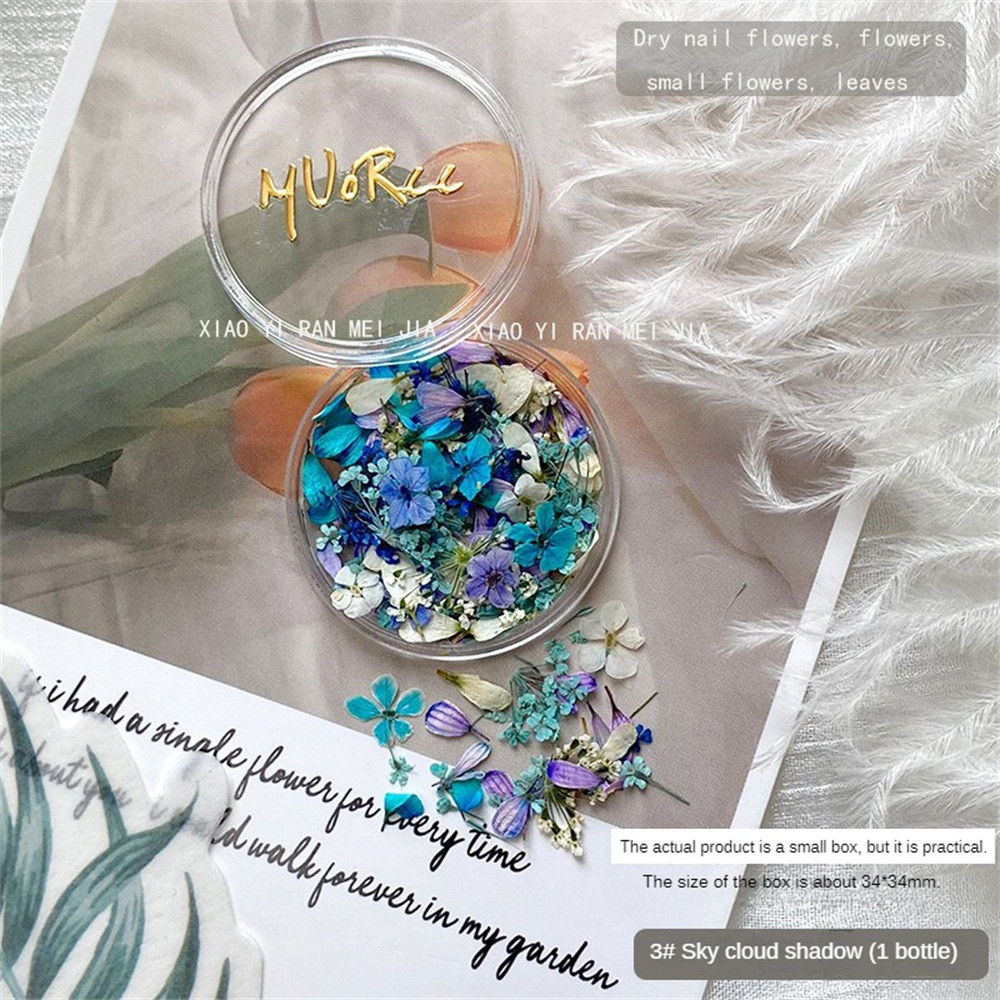 ทําเล็บดอกไม้แห้ง สวนโมเนต์ภาพวาดสีน้ํามันผสมดอกไม้ อุปกรณ์ตกแต่งเล็บ - รูปที่ 7