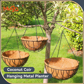 Hanging Planter Basket with Coir Liner Wire Plant Pot with Chain Porch Flower Pots Hanger Garden