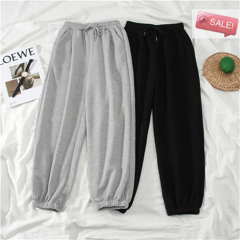 At Women Solid Sweatpants ฤดูใบไม้ร่วง Baggy แฟชั่น Oversize กางเกงกีฬาฤดูหนาว Joggers A