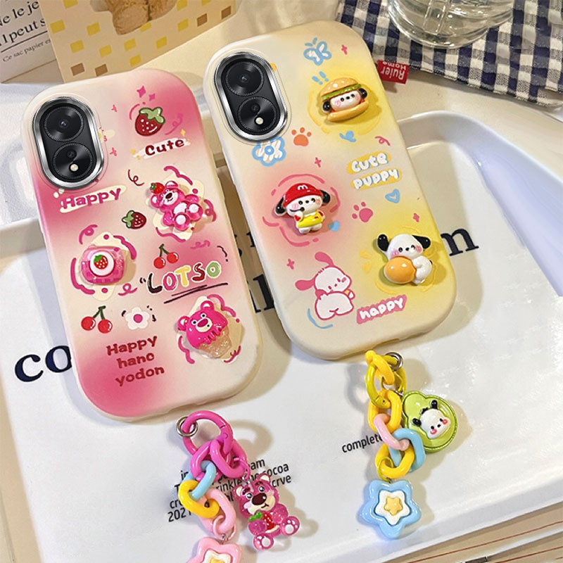 เคส oppo a18 / a38 เคสโทรศัพท ์ ตุ ๊ กตาขอบไฟฟ ้ าที ่ ทันสมัยและน ่ ารักเหมาะสําหรับ oppo a18 / a38