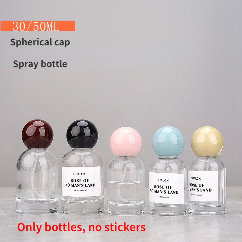30ml 50ML ขวดสเปรย ์ น ้ ําหอมแก ้ วใสขวดเปล ่ าแบบพกพา Ball Lid Refillable คอนเทนเนอร ์
