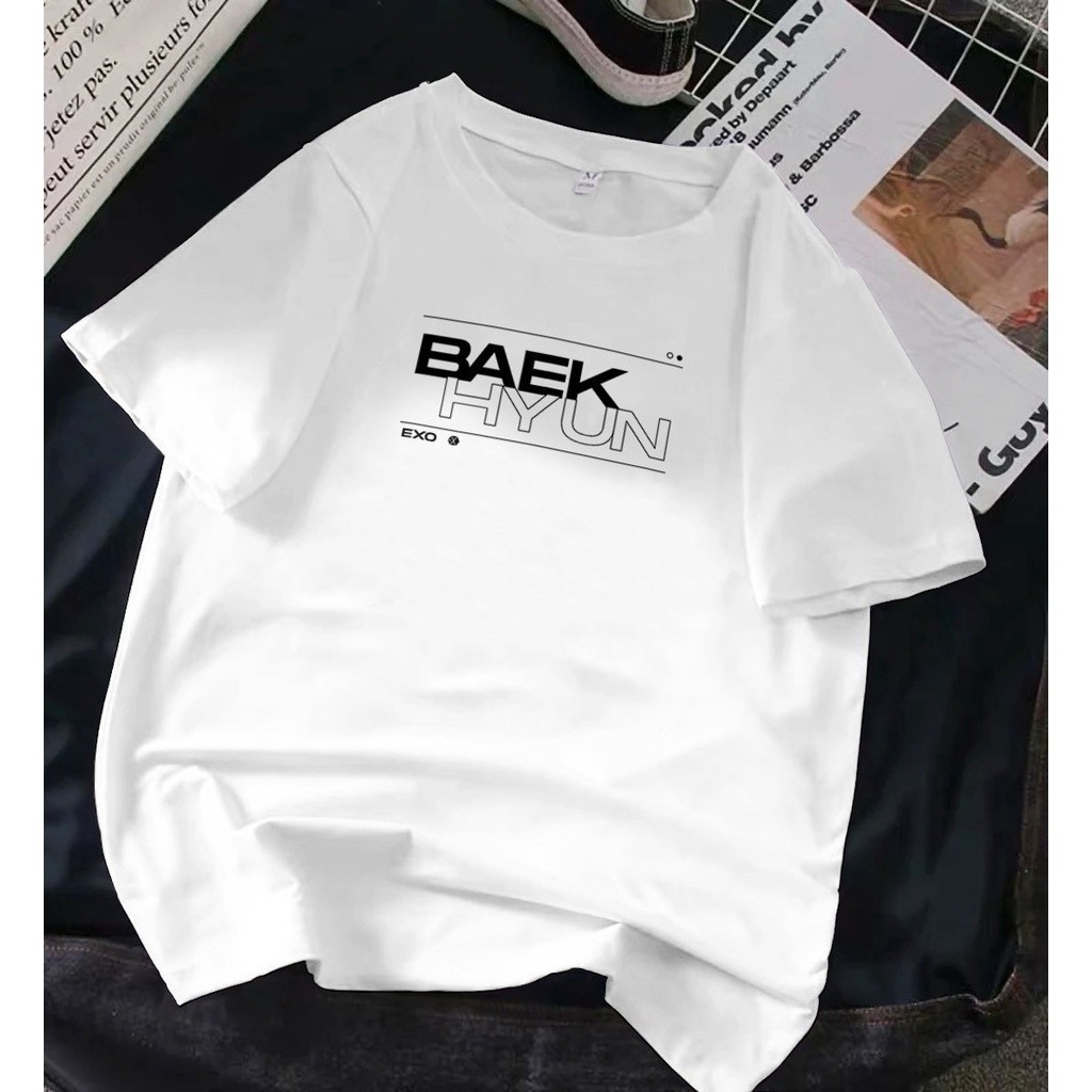 （จัดส่งทันที）สวยมาก a  เสื้อยืด พิมพ์ลาย Exo BAEKHYUN NameS-5XL