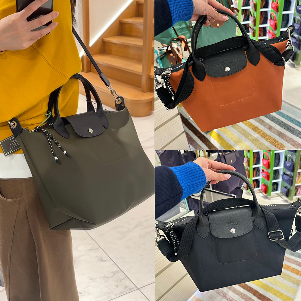 พร้อมสต็อก แท้ 100% Longchamp 1512/1515/1500 HSR Le Pliage Energy เป็นมิตรกับสิ่งแวดล้อม series ผู้หญิงขนาดเล็ก /ใหญ่/มินิกระเป๋าถือรีไซเคิลผ้าใบ tote กระเป๋าสลิง