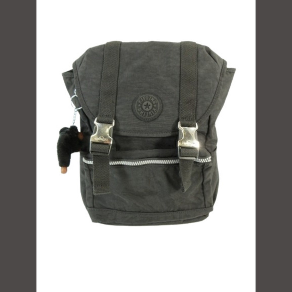 Kipling backpack simple logo charm black Direct from Japan Secondhand