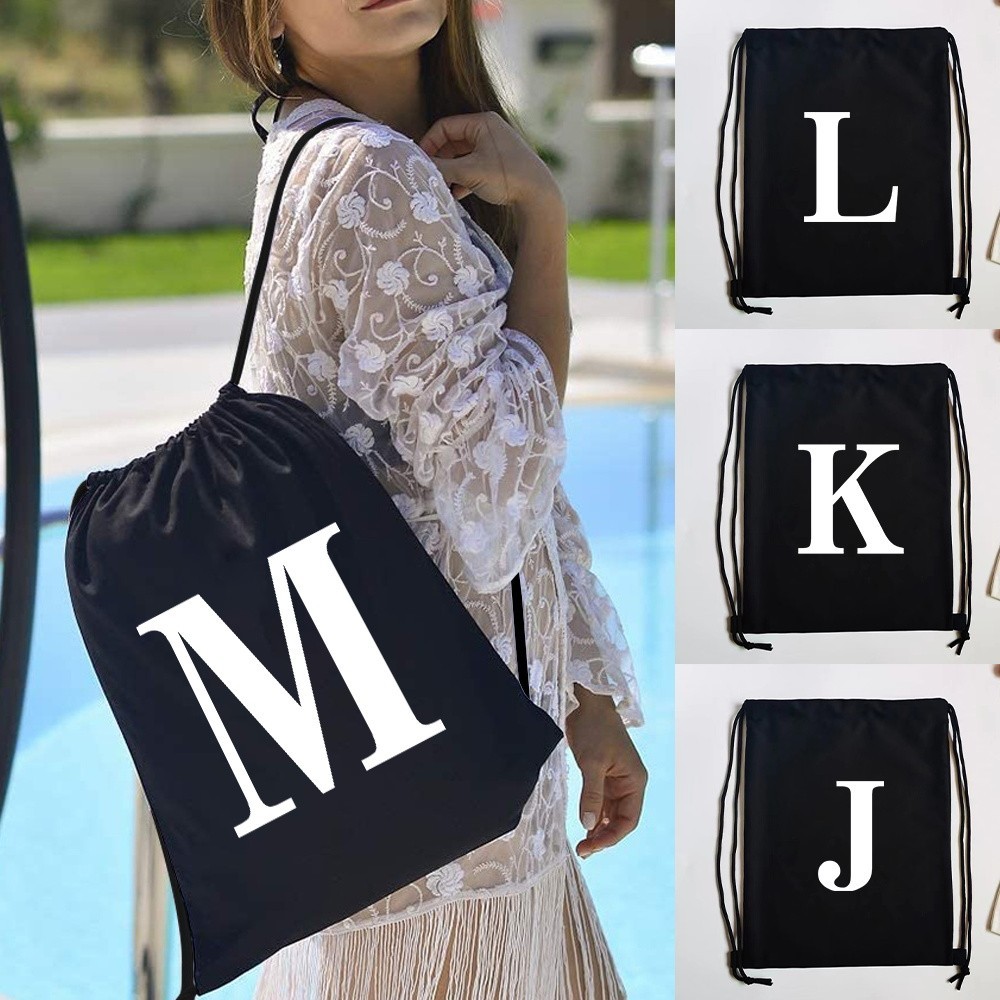 กระเป๋าเป้สะพายหลัง Tote ตัวอักษรสีขาวกระเป๋าเป้สะพายหลังน้ำหนักเบากระเป๋าเดินทางกีฬากลางแจ้ง Travel กระเป๋าฟิตเนส