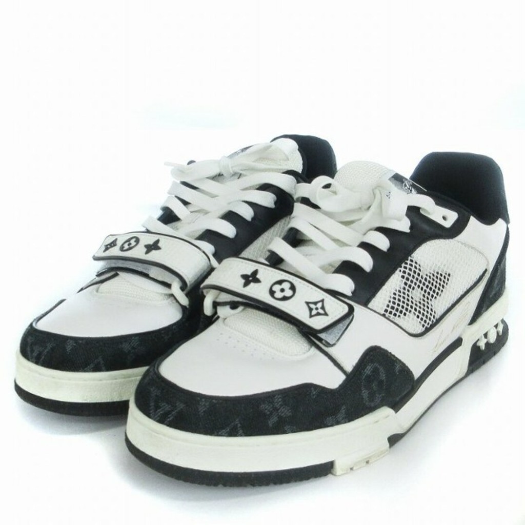 Louis Vuitton LV Trainer Line Sneakers Black White 8 Shoes ☆ AA ★ Direct from Japan Secondhand