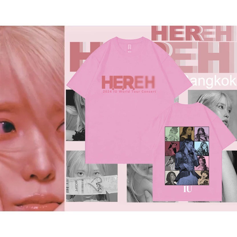 2024 【Fashion】แขนสั้นใหม่ IU WORLD TOUR iu kpop Concert 2024แขนสั้นพิมพ์ ผ้าฝ้ายแท้ แฟชั่นยอดนิยม ฝ้