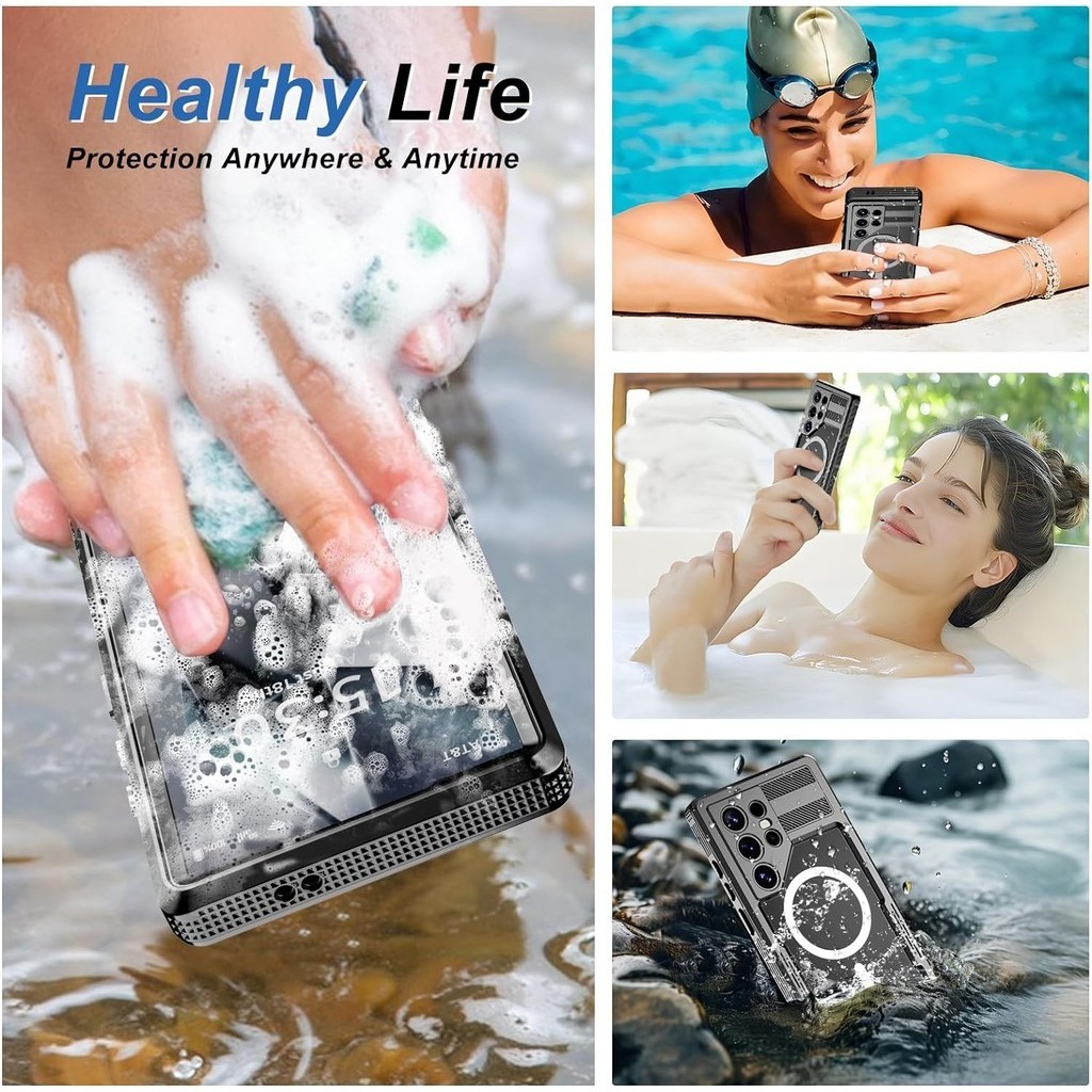 เคสกันน้ำ IP68 สำหรับ Samsung Galaxy S24 S25 Ultra วงแหวนแม่เหล็กสำหรับการชาร์จแบบไร้สาย 360 องศา เคสดำน้ำกันน้ำแบบเต็มตัว - รูปที่ 4