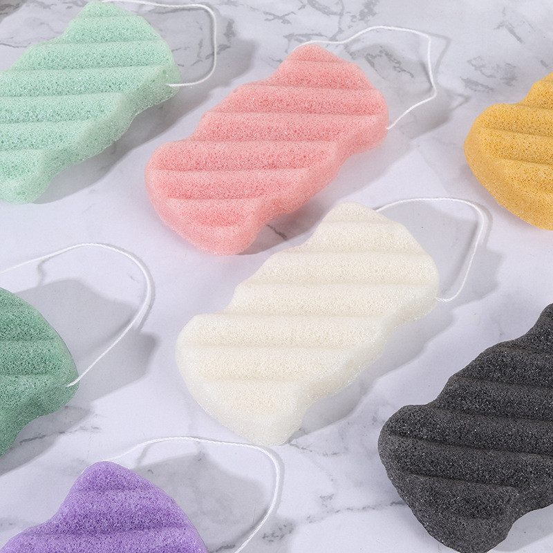 ฟองน้ำล้างหน้า Konjac ฟองน้ำทำความสะอาดเครื่องสำอาง รีมูฟเวอร์คลื่นสี่เหลี่ยม ฟองน้ำล้างหน้านุ่ม ผ้าฝ้ายอาบน้ำ