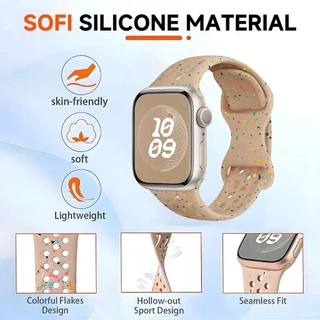 สายซิลิโคนเดิม Band Correa Breathable สําหรับ Apple Watch 44/45/40 มม.41 มม.38 42 มม.Iwatch series 9 8 SE 7 6 Ultra 2 49 มม.
