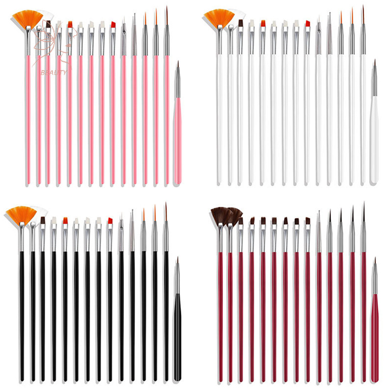 [maybeauty ] แปรงเล ็ บสําหรับแปรงเจลแต ่ งเล ็ บสําหรับเล ็ บ 15 ชิ ้ น/ ชุดแปรงเล ็ บแปรงเจล {TH }
