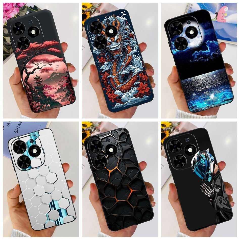 Tecno Spark Go 2024 แฟชั่น Moon Dragon รูปแบบปลอก Spark Go (2024) BG6 ซิลิโคนอ่อนนุ่ม TPU เคสโทรศัพท