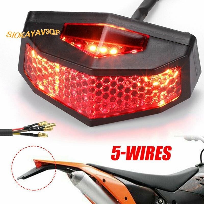 【 Siokayav3qf 】 5 in 1 รถจักรยานยนต ์ ไฟเลี ้ ยว LED หยุดไฟท ้ ายเบรคป ้ ายทะเบียน Universal Red