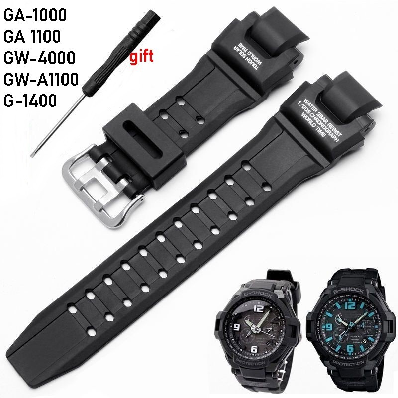 สําหรับ Casio G-Shock GA-1000 GA1100 GW-4000 GW-A1100 G-1400 ดําน ้ ํากีฬานาฬิกาสร ้ อยข ้ อมือกันน ้ ํา PU ซิลิโคนนาฬิกาอุปกรณ ์ เสริม