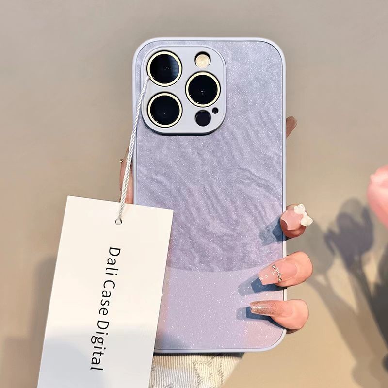 หรูหราประกบสีglitter Marbleเคสโทรศัพท์สําหรับiPhone15 14 13 12 11 Pro Maxปลอกกันกระแทกป้องกันกล้องชิมเมอร์Frosted Hardปกหลัง