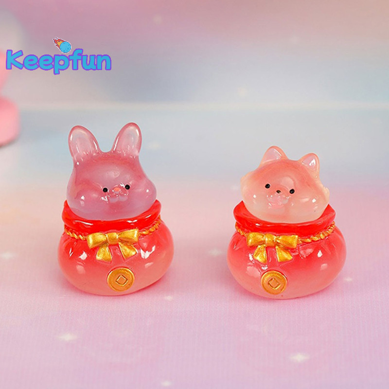 [Keepfun] Luminous Lucky Bag Animals Micro Landscape Jewelry Glow In The Dark Gardening Flower Potted Jewelry Model Dollhouse Decor [ใหม่]