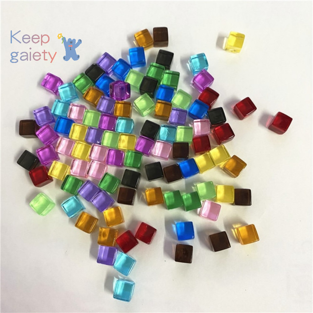 [Keepgaiety] 50 ชิ้น/เซ็ต 8 มม.Clear Cubeคริสตัลสีสันสดใสมุมสี่เหลี่ยมลูกเต๋าโปร่งใสหมากรุก [ใหม่]