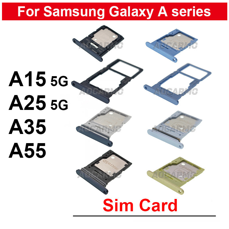 สําหรับ Samsung Galaxy A15 5G A25 A35 A55 ซิมการ์ดถาด Micro SD Card ผู้ถือซ็อกเก็ตเปลี่ยนเปลี่ยนเปลี่ยนอะไหล่ซ่อม