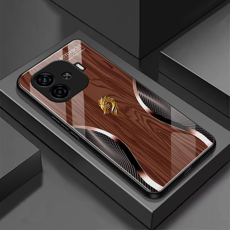 เคส iQOO Z9 Z9X 5G เคส iQOO Z9 Turbo กันกระแทกไม้มังกรแก้วฝาครอบโทรศัพท์พร้อมตัวป้องกันกล้องเคสโทรศัพท์ผู้ชายสไตล์ธุรกิจป้องกันการตกเคสโทรศัพท์ ราคา ถูกที่สุด ดีลบีเคเค