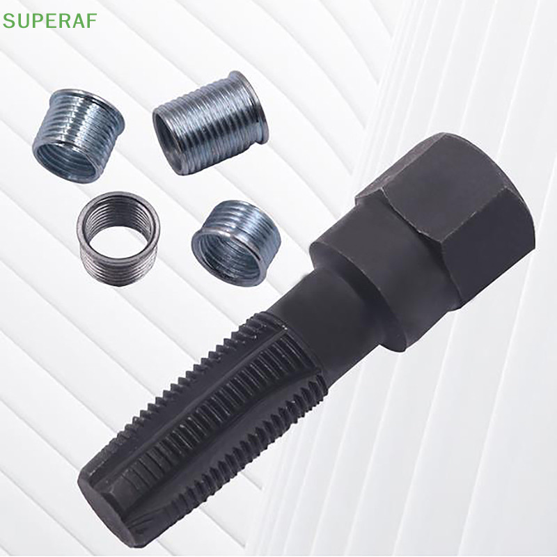 Superaf ชุดซ่อมเกลียวหัวเทียน 14 มม. เครื่องมือซ่อมแซมเกลียวกระบอกรถยนต์ หัวเทียน HOT