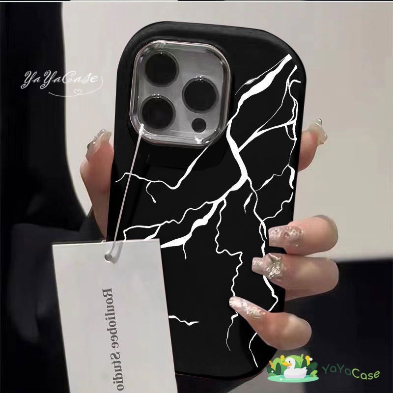 สำหรับ iPhone11 13 FOR เคสไอโฟน14 15 12 pro max 6 7 8 14 15 Plus X XR XS Max สายฟ้าสไตล์ ขั้นสูง TPUกรณีซิลิโคนนุ่ม Case
