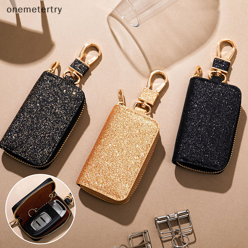 Onem เงา PU กระเป๋าซิป Key Holder Organizer กระเป๋ากุญแจรถพวงกุญแจกระเป๋าสตางค์แฟชั่น Simple Key Case กระเป๋ากุญแจรถป้องกัน n