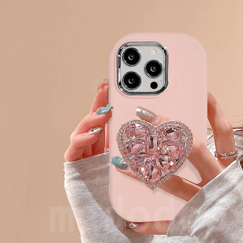เคส For Samsung Galaxy S24 Ultra S23 S22 S21 5G S20 FE LITE S23+ A55 A35 A73 A02 M02 A21S A11 M11 A31 A71 4G A20 A30 A20S A10S A7 2018 Note 10+ 20 10 Plus Candy Color Premium Phone Case Cute Love Diamond Holder Back Cover JSK 09