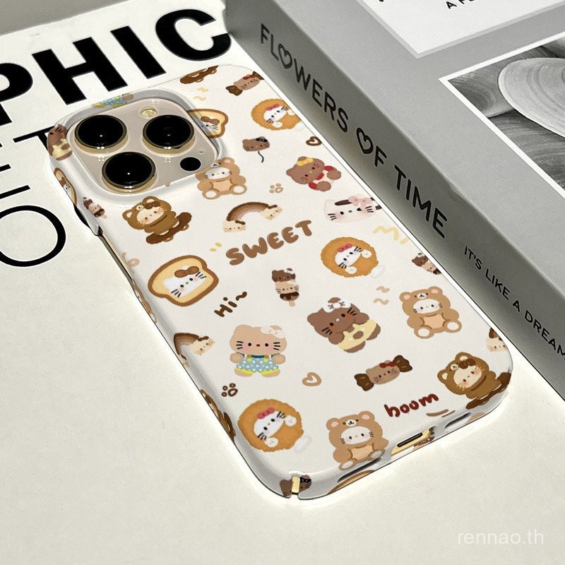 Coc สติกเกอร์การ์ตูนน่ารักกาแฟ hello kitty เคส iPhone เหมาะสําหรับ iPhone 14 15 Pro ป้องกันฝุ่นสูงสุด 15 Plus XR 7 Plus เคสซิลิโคน 8 Plus XS Max 13 12 Pro Max 11 Anti-drop NSY0