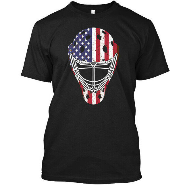 Hockey Goalie Mask Flag แฟชั่นเสื้อยืดลําลองบุรุษ