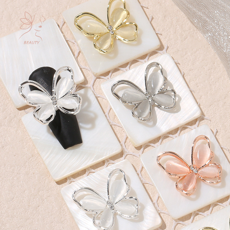 [maybeauty] 3 ชิ้น DIY ตกแต่งเล็บ 3D Cats Eye ผีเสื้อเล็บ Charm Rhinestones เจาะเล็บสําหรับเล็บออกแบบอุปกรณ์เสริม {TH}