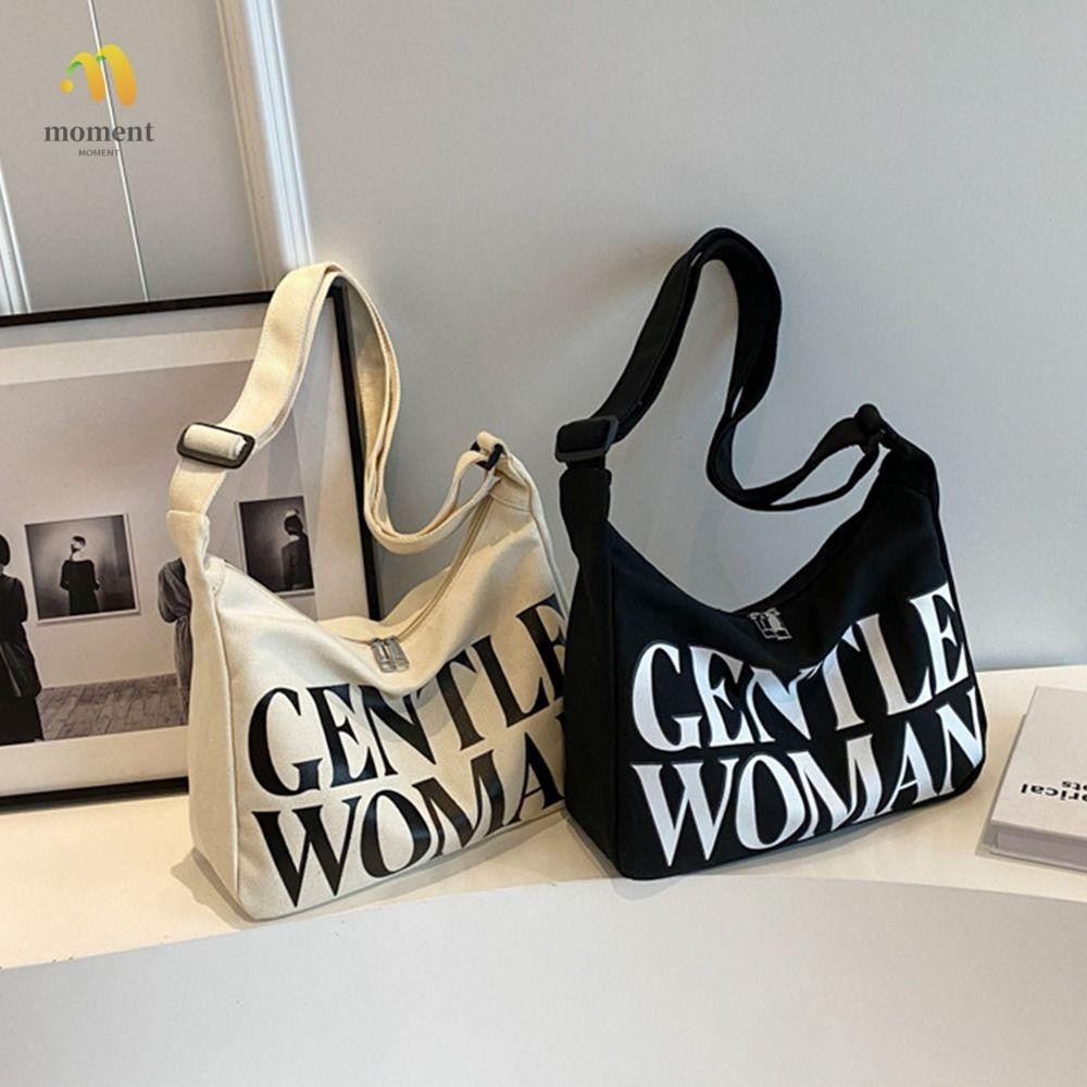 Moment Tote Bags, Canvas Large Capacity Outing Handbags, Fashion Letters Crossbody Bag Gentlewoman
