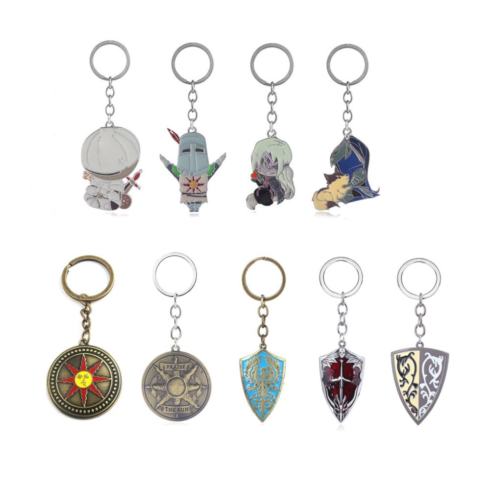 เกม Dark Souls พวงกุญแจ Knights Solaire of Astora พวงกุญแจจี้ผู้ชายป้ายเครื่องประดับ