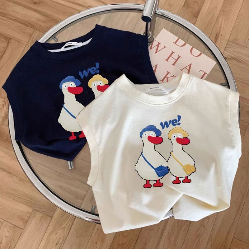 Boy Vest (10-37kg) การ์ตูนพิมพ์ผ้าฝ้าย 100% เสื้อแขนกุดแฟชั่นเกาหลีเด็กสวมใส่
