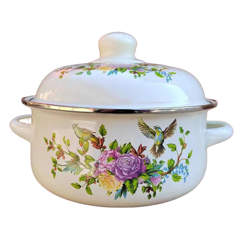 หนา 16-20 ซม.เคลือบเคลือบหม้อซุปฐานทอด Non-Stick กระทะต้มหม้อสตูว์ Decoction ยา Lard ชามหม้อบะหมี่กึ่งสําเร็จรูป 7GIM