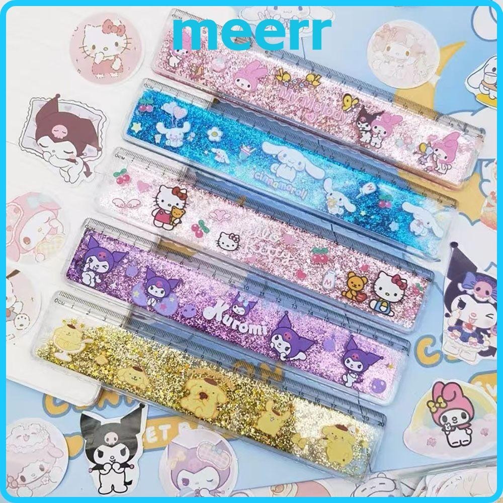 Meerr วัดไม้บรรทัด, 20 ซม./7.87in Sanrio ไม้บรรทัดอะคริลิค, เครื่องเขียนอุปกรณ์การเรียนรู้ไม้บรรทัดภาพวาดการ์ตูน