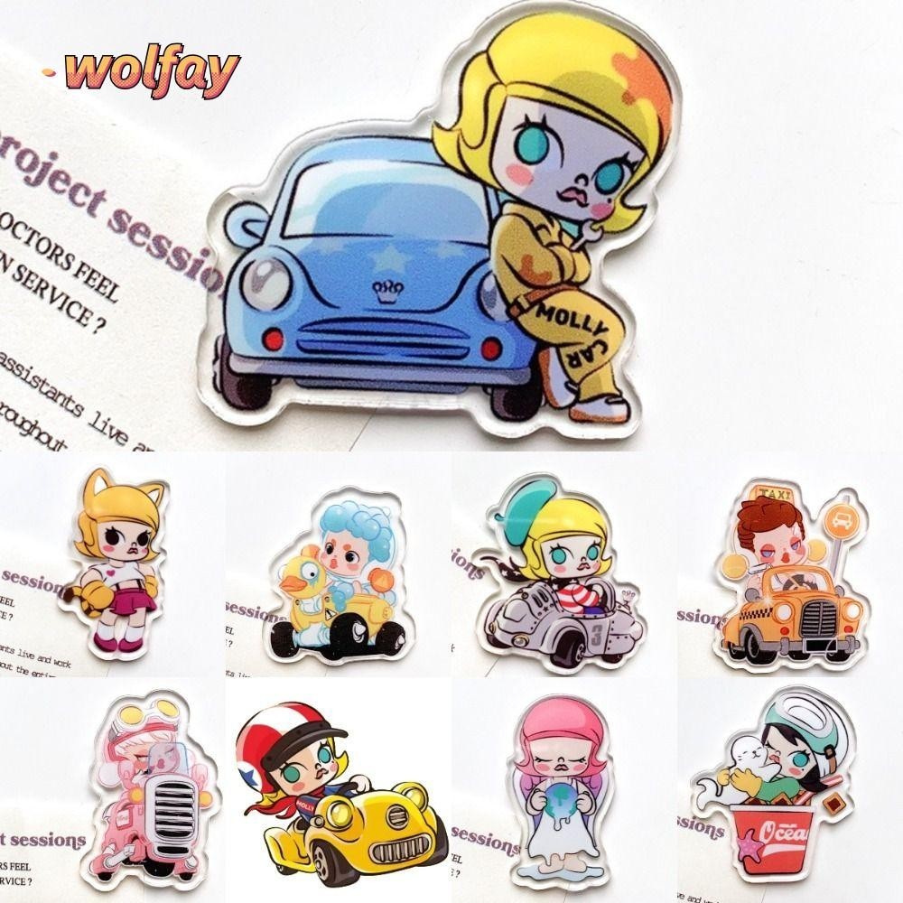 Wolfay ป้ายอะคริลิค, Skullpanda Molly Pop Mart เข็มกลัด, Pop Mart Diy Creative ตกแต่งกระเป๋า Pin อุปกรณ์เสริม