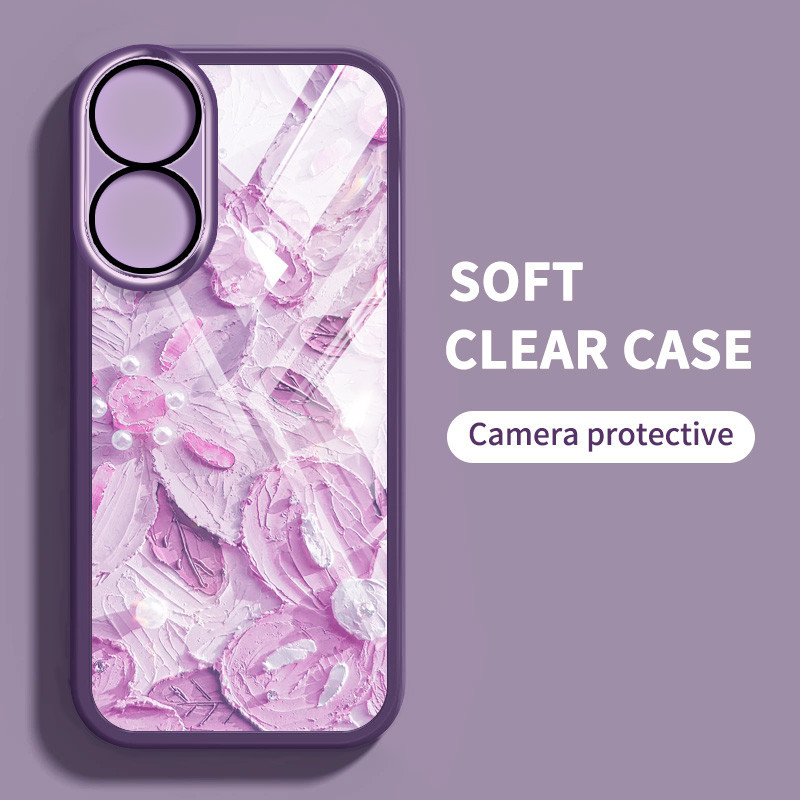 เคสโทรศัพท์โปร่งใสสําหรับ Huawei Honor X7B X7A X7 X5 Plus Play 30 50 Plus Play 40C 8T ดอกไม้มุกสีสันสดใส Anti Drop Case พร้อมเลนส์