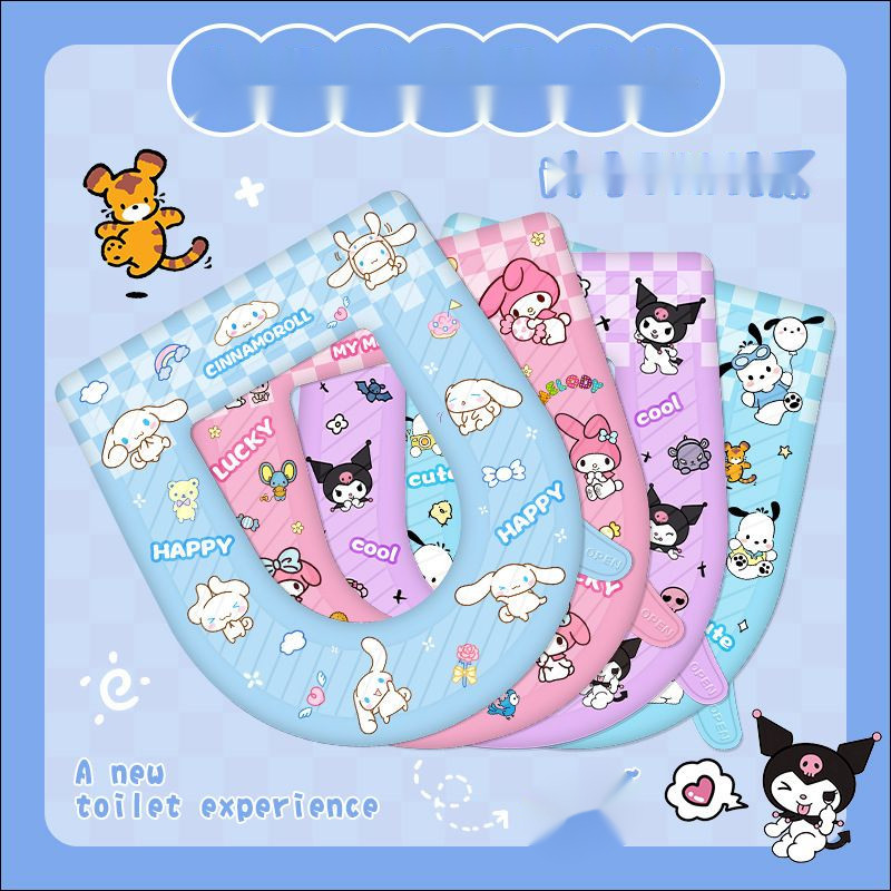 Sanrio ห้องน้ํากันน้ํา EVA เบาะรองนั่งการ์ตูน Kuromi Pochacco All-season Universal ฝาครอบที่นั่งชักโครกอุปกรณ์ห้องน้ํา