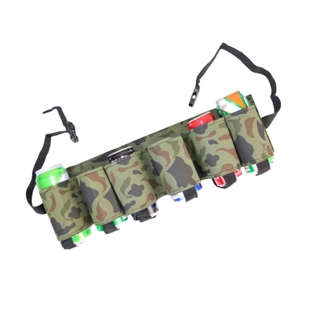 Forbetter กระเป๋าคาดเอวเก็บเบียร์, 6 กระเป๋า 6 กระป๋องที่เก็บเครื่องดื่ม Fannypack, เครื่องดื่มที่ใส่เข็มขัดลวงตาปรับมั่นคงผู้ถือเข็มขัดเบียร์เอวแพ็คปิคนิค