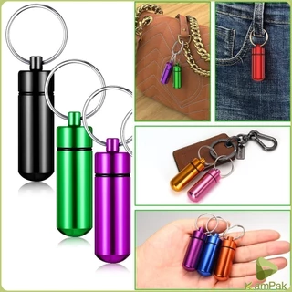 KamPak กล่องยายาพวงกุญแจอลูมิเนียม กล่องใส่ยาขนาดเล็กแบบพกพากันน้ำ Keychain Pill Box