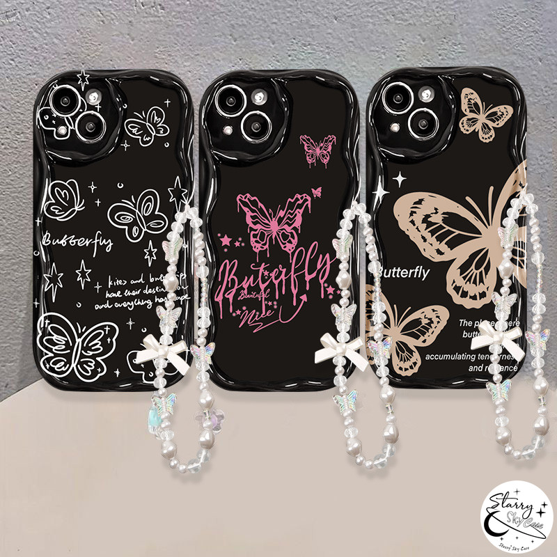 Creative Graffiti Splash Ink สร้อยข้อมือผีเสื้อเคสโทรศัพท์สําหรับ OPPO A17K A78 A38 A16 A54 A15 A17 
