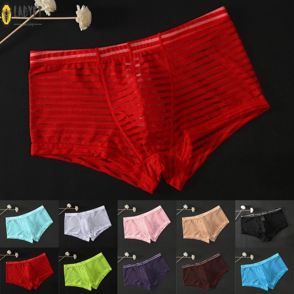 กางเกงบ็อกเซอร์โปร่งใสมีสไตล์กางเกงเซ็กซี่สําหรับผู้ชายที่มีการออกแบบเอวต่ํา