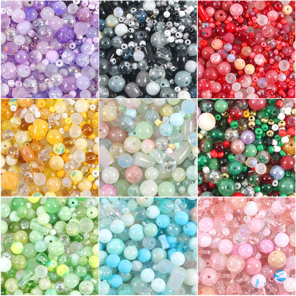 20g ผสมสี Seedbead ไม่สม่ําเสมอแก้วคริสตัลรอบหลวม Spacer ลูกปัดสําหรับ DIY ทําสร้อยข้อมือ Charms สร้อยคอหัตถกรรมเครื่องประดับ