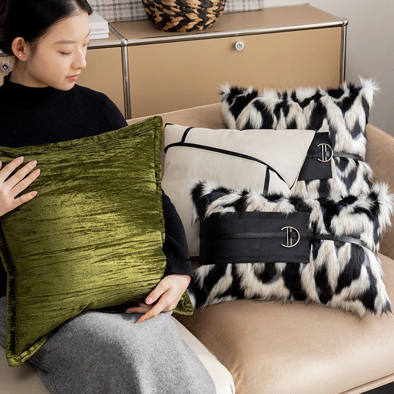 2025 หมอนขนฟูใหม่ ตกแต่งโซฟาห้องนั่งเล่น หมอนตกแต่งห้องพักโมเดล ห้องนอน หมอนรองหลังข้างเตียง