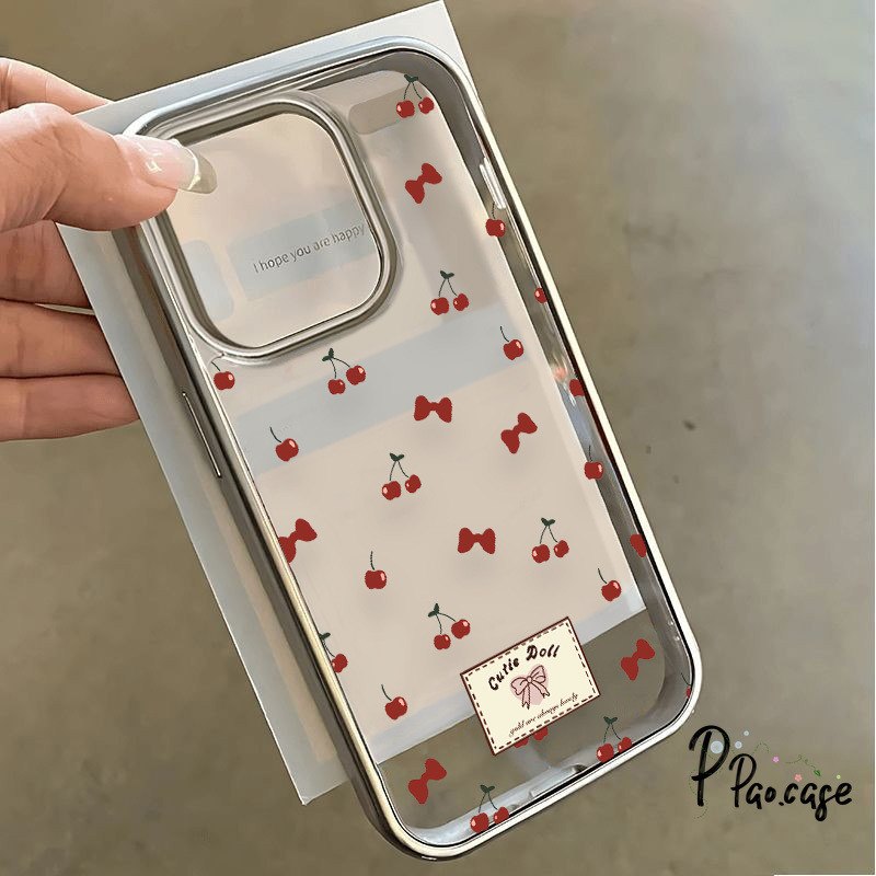 เคส เคสไอโฟน 15 11 16 13 14 12 Pro Max 7 16 8 14 15 Plus XR X MAX SE 2020 เคส TPU ลายการ์ตูนเชอร์รี่แดงผูกโบว์ - รูปที่ 4
