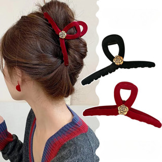 Camellia Velvet Hairpin แฟชั่นเกาหลีกิ๊บติดผมแบบเรียบง่ายเคร…